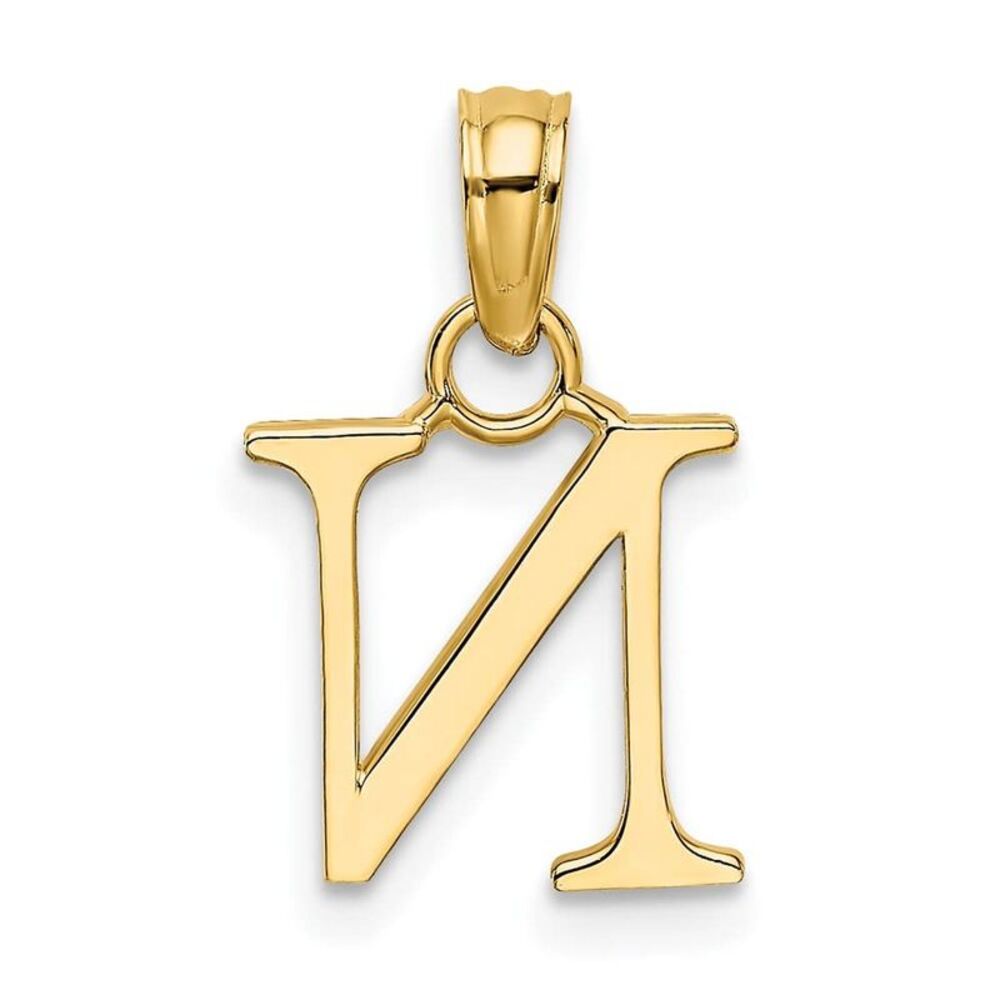 10k Yellow Gold Polished N Block Initial Charm - image 7
